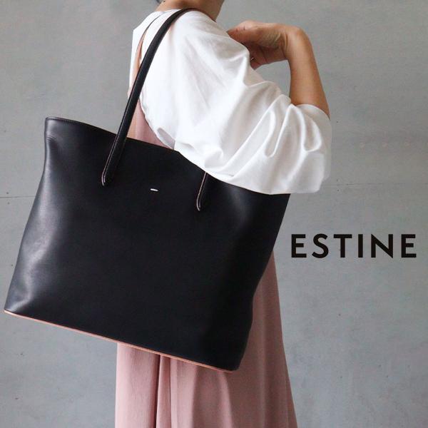 トートバッグ A4 ショルダーバッグ ESTINE エスティーヌ ロジカル 牛革 本革 レザー 日本...
