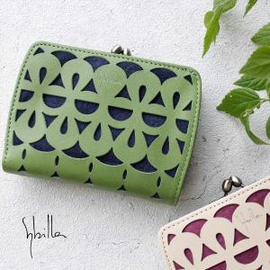 二つ折り財布 がま口小銭入れ sybilla シビラ ピエッサ 牛革 本革 5470271 動画あり