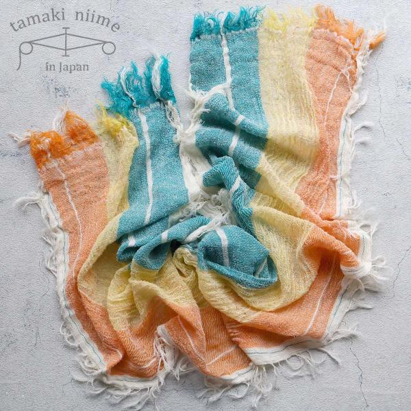 播州織 コットンショールS roots shawl SMALL 44×118cm tamaki ni...