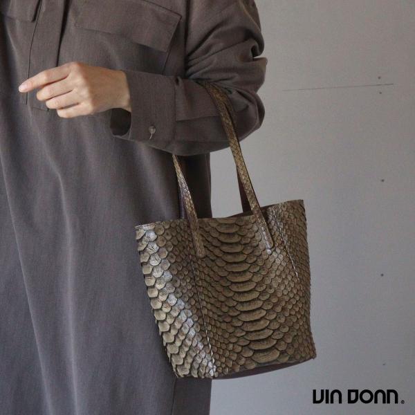 縦型トート VIA DOAN(ヴィアドアン)Antique python(アンティークパイソン)  ...