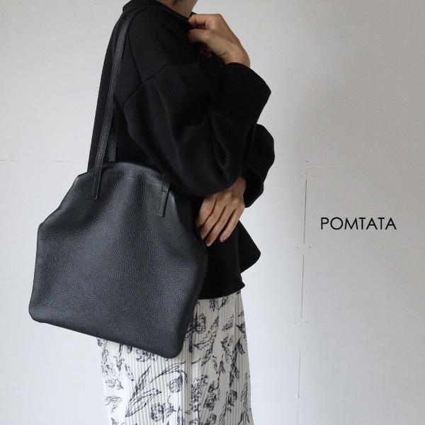 がま口 ショルダーバッグ 本革 牛革 トートバッグ POMTATA ポンタタ BLOW FRAME ...