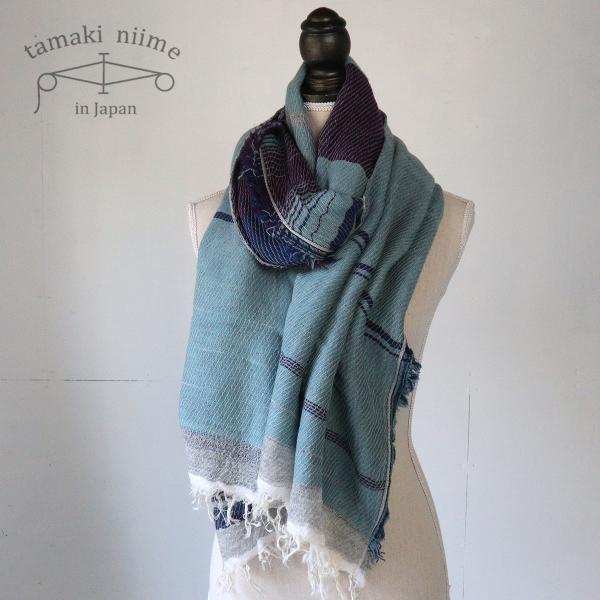 播州織 ウールコットンショールM roots shawl MIDDLE 55×190cm tamak...