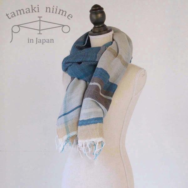 播州織 ウールコットンショールM roots shawl MIDDLE 55×190cm tamak...