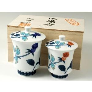 有田 波佐見焼 高山窯 花鳥一閑人 蓋付特大湯呑 : 有田焼赤絵町 - 通販