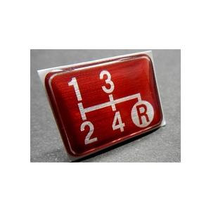 シフトパターン プレート　4速マニュアル車用　レッド・クリアドーム仕様　今や貴重旧車等のアピールに！...