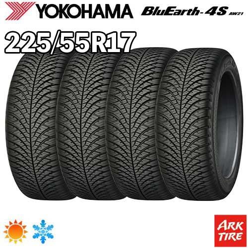 在庫有 4本セット オールシーズンタイヤ 225/55R17 101W XL ヨコハマ ブルーアース...