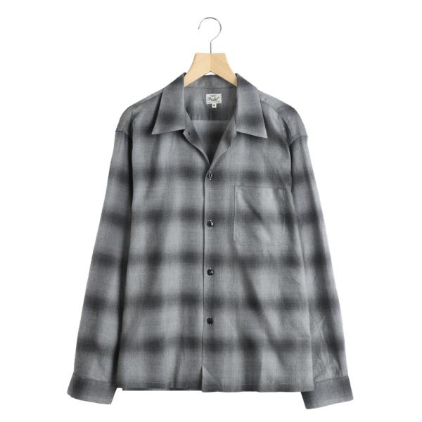 GOLD / ゴールド ： COTTON / SILK NEL CHECK OPEN SHIRT ：...