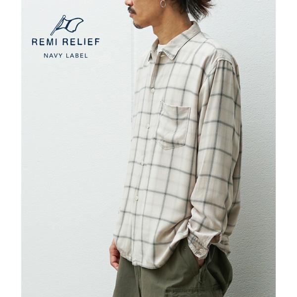 REMI RELIEF NAVY LABEL /レミレリーフ ネイビーレーベル： レーヨンチェックオ...