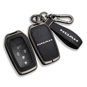 トヨタ ノア 90系 MZRA90 ZWR90 専用 本革スマートキーケース ロゴ付きフルカバー 落下・傷防止 電波干渉なし (ノア に適用 ブラック)