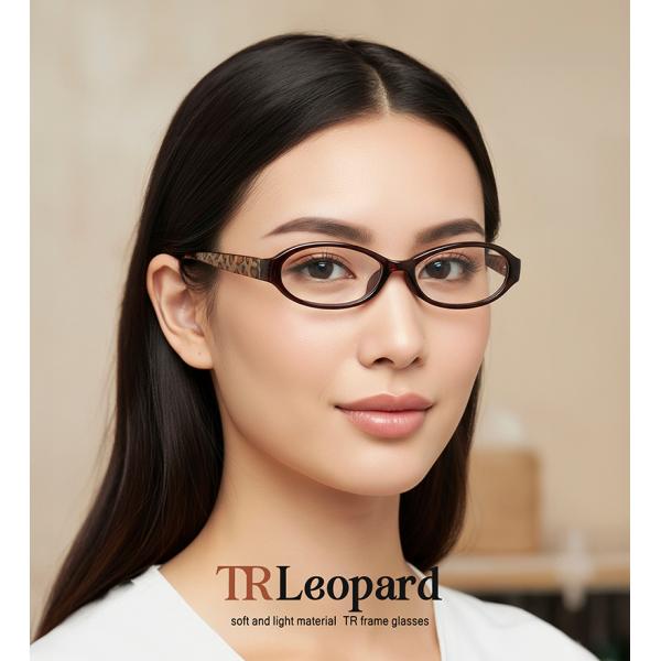 【ブルーライト・UVカット 遠近両用メガネ】TRレオパード［全額返金保証］おしゃれ 女性用 中近両用...