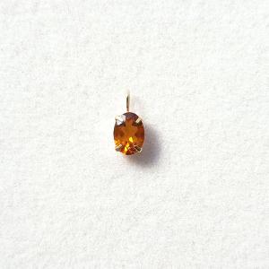 K18　シトリン 天然石 チャーム・ペンダントトップ オーバル　(7×5)｜arnavgems