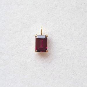 K18　ロードライトガーネット  天然石 チャーム・ペンダントトップ オクタゴン　(7mmx5ｍｍ)｜arnavgems