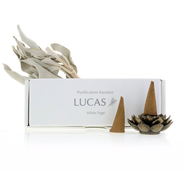 【リニューアル】LUCAS ルカス ホワイトセージ 浄化香【コーンタイプ】20個入り ／ インセンス...