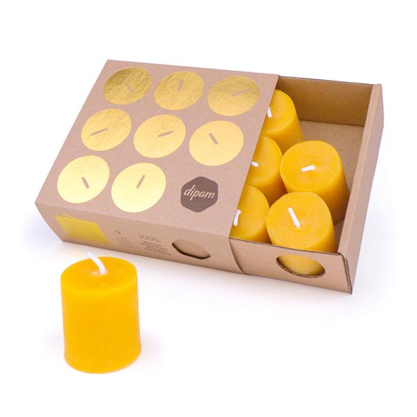 ディパン 純粋みつろう パーティーキャンドル 9個入り オランダ製 ／ 蜜蝋 蝋燭 ろうそく 円柱型...
