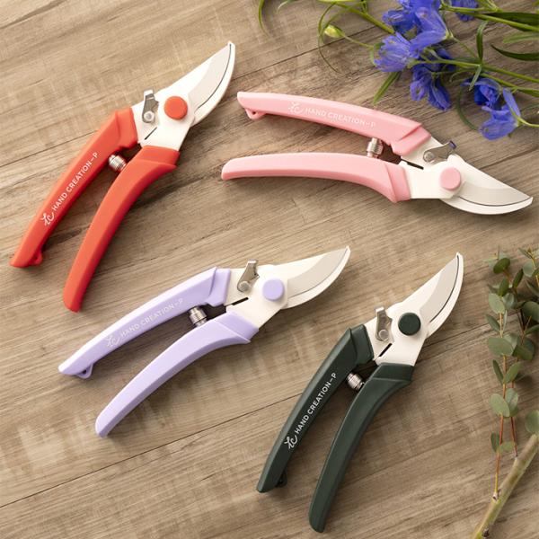 坂源 ハンドクリエーション P180 ／ 剪定はさみ 鋏 フッ素樹脂加工 白刃 生花 園芸 枝 ガー...