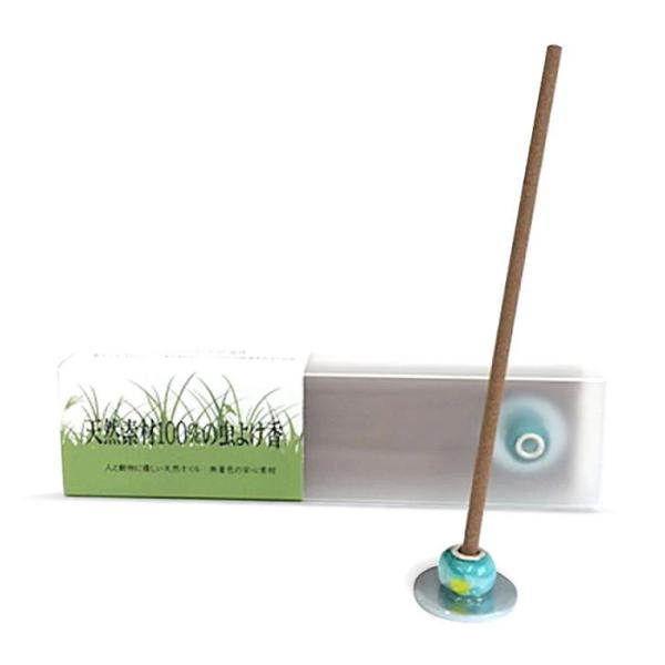 悠々庵 天然素材100％の虫よけ香 スティック 20本入り お香立てセット ／ 蚊 ニームオイル シ...