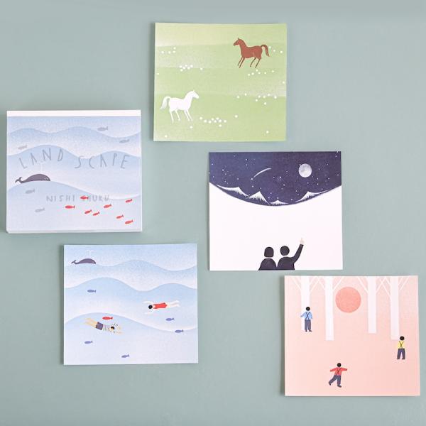 1~7営業日出荷 西淑 ブロックメモ 120枚入 LAND SCAPE 日本製 メモ帳 cozyca...