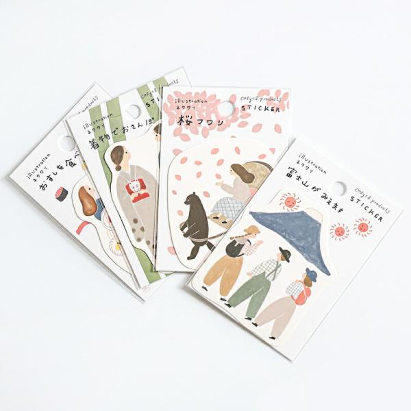 ネクタイ ステッカー4種 cozyca products おすしを食べよう・富士山がみえます・桜フワ...