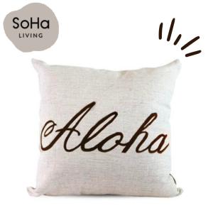 SoHa LIVING  アロハ スクリプト ブラウン クッションカバー 46x46cm ハワイアン ソーハリビング