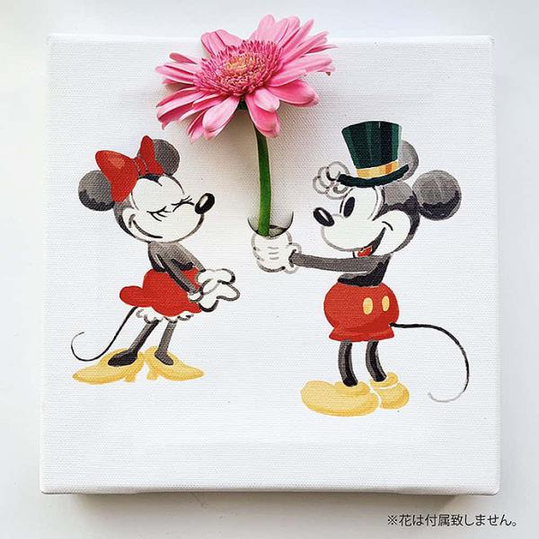ディズニー ミッキーマウス ミニーマウス 一輪挿し付き IKEBANA アートパネル 日本製