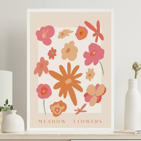 サラデママ 草原の花 アート ポスター MEADOW FLOWERS A4サイズ 21×30cm ポ...