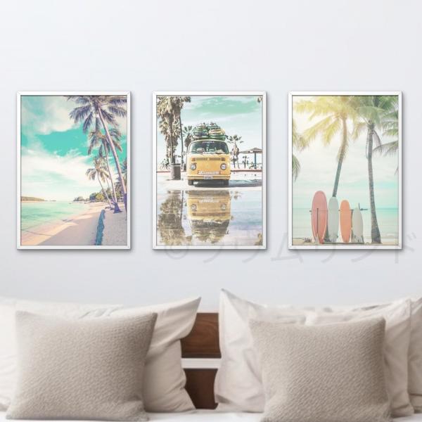 サラデママ ビーチアートポスター 21×30cm A4 サーファー 海 ハワイ風 インテリア 写真 ...