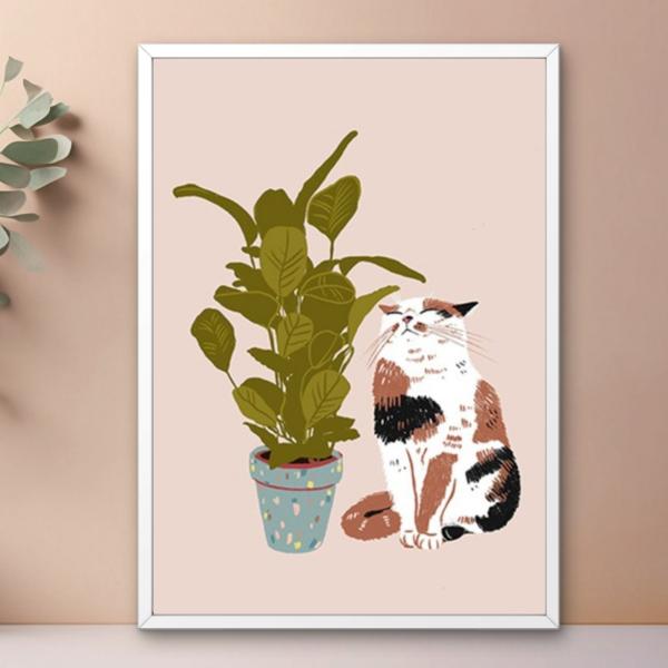 サラデママ ネコ イラスト アニメ風 アート ポスター A4サイズ 21×30cm フレーム別売