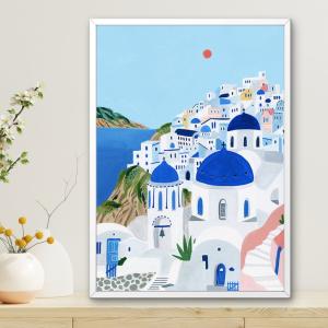 サラデママ ギリシャ 風景 イラスト アート ポスター A4サイズ 21×30cm フレーム別売｜aromainterior