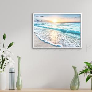 サラデママ ビーチアートポスター 20×30cm A4 海 日の出 ハワイ風 インテリア 写真 フレーム別売｜aromainterior