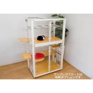 扉と後面がアクリル 猫 ケージ 2段 観音開き W90xD60xH150 cm キャット オーダーメ...