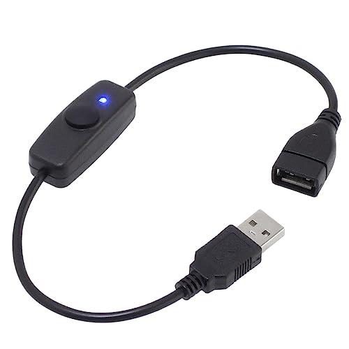 KAUMO USBスイッチ 電源ケーブル (USB-Aオス/USB-Aメス) ON/OFF青色ランプ...