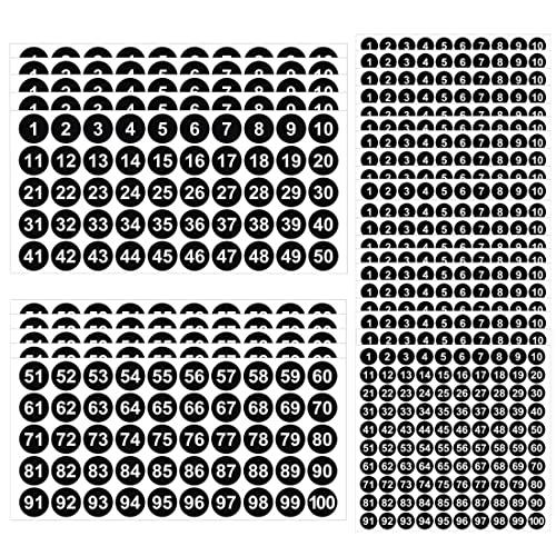 Morices 30枚 ブラック 数字シール、2 サイズ 丸型 1-100 防水 ビニール ナンバー...