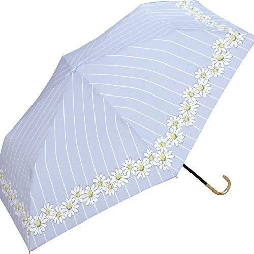 Wpc. 雨傘 ストライプマーガレットmini ブルー 折りたたみ傘 レディース 晴雨兼用 花柄 ナ...