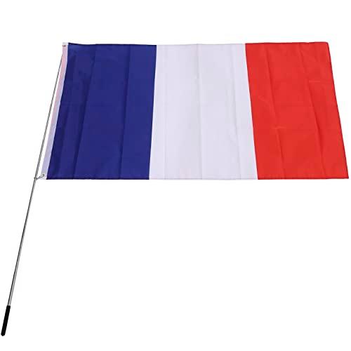 Difounmas 国旗セット フランス国旗 旗棒 伸縮式 フラッグサイズ 90*150cm 伸縮旗...