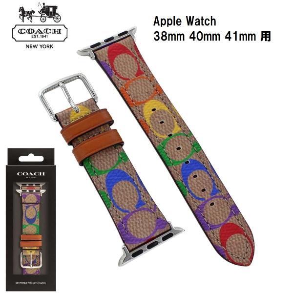 COACH コーチ Apple Watch アップルウォッチ バンド ベルト ブラウン マルチカラー...