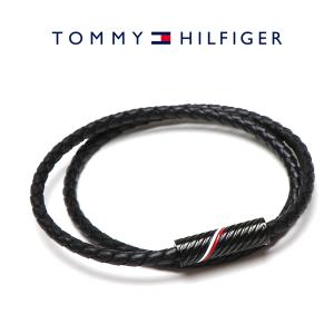 トミーヒルフィガー ブレスレット tommy hilfiger トミー ブレス 二連 ダブルラップ レザーブレスレット 革 皮 2790469 ブラック メンズ アクセサリー 男性｜around