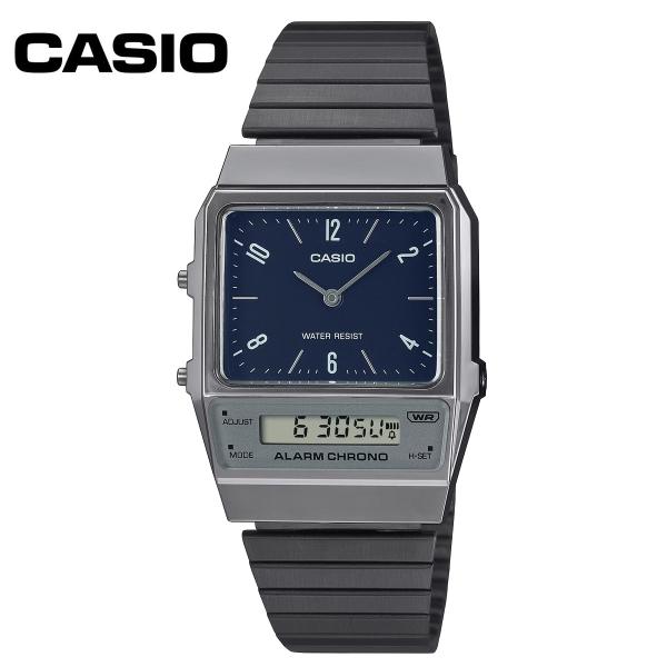 CASIO カシオ アナデジ スタンダード AQ-800EB-2A ブラック ネイビー 腕時計 アナ...