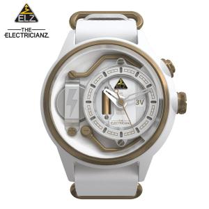 THE ELECTRICIANZ ジ エレクトリシャンズ 発光 腕時計 ZZ-A1C/04 ホワイト ローズゴールド メンズ 男性 スイスブランド  NATOベルト 個性的 スケルトン