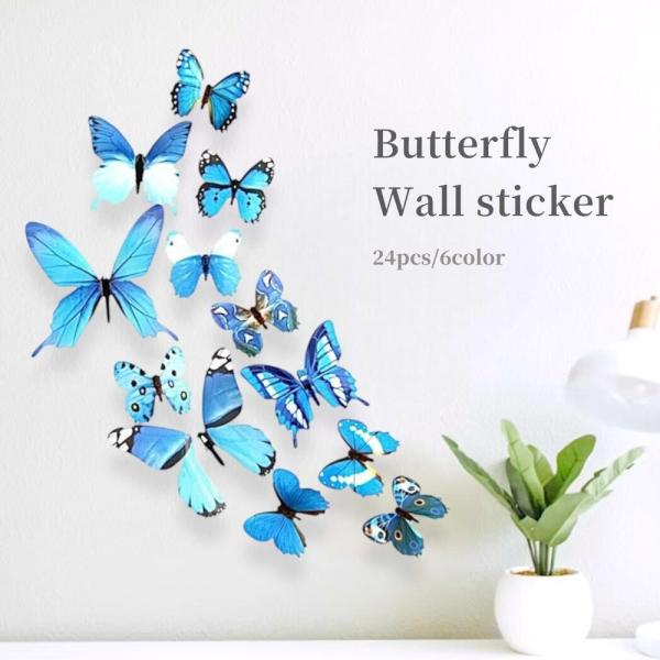 24羽-蝶の立体ウォールステッカー。選べる6色、旅立ちや飛躍の場でのデコレーションに。壁 飾り 結婚...
