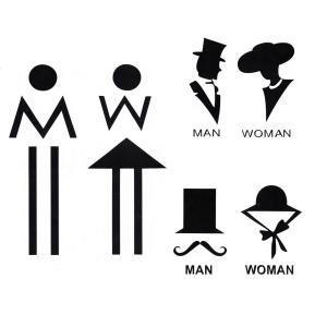 MAN／WOMANデザインのカッティングステッカー。マットなモノトーンがおしゃれ。 ドア おしゃれ マーク サイン トイレ 更衣室 オフィス 案内