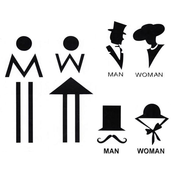 MAN／WOMANデザインのカッティングステッカー。マットなモノトーンがおしゃれ。 ドア おしゃれ ...