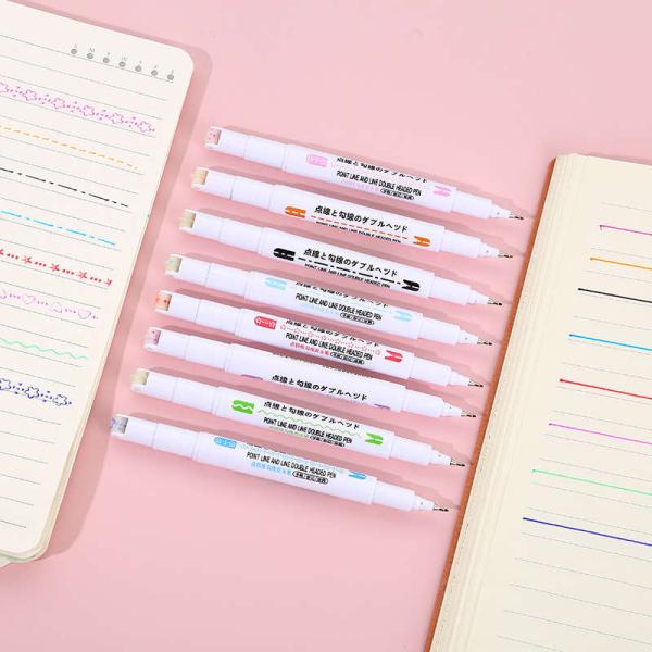 線が引けるマーカー８色セット、重要な箇所が目に飛び込んでくる美しい線が8色。 線 波線 花線 ライン...