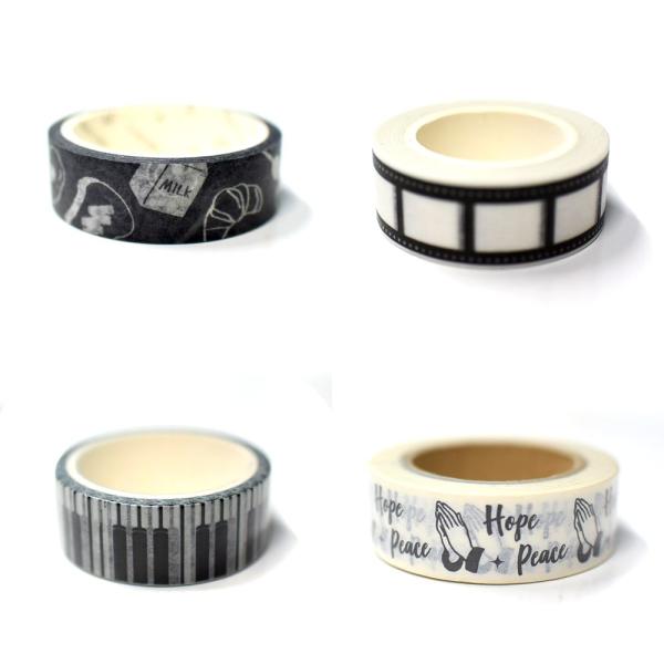 モノトーンでシンプル、黒白はっきりしたマスキングテープ。 ピアノ マスキングテープ かわいい おしゃ...