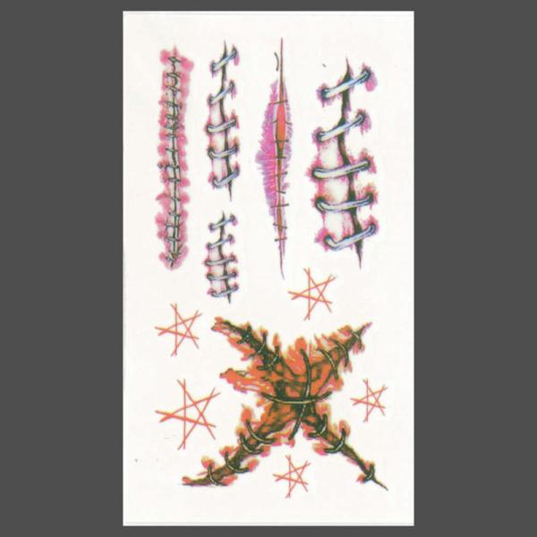 今だけ+1枚!傷口のタトゥーシール。ホラーイベントで気分もアップ。水で簡単転写。腕や顔に。 ハロウィ...