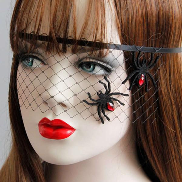 ゴスやパンク、ホラーイベント向け、視界を妨げずにあやしく目元を隠すベール。 ハロウィン アクセサリー...