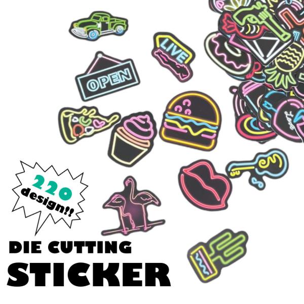 【3枚】ネオンや原色のパキッとしたカラーが目を引くデザインステッカー。 シール おしゃれ 旅行 PC...