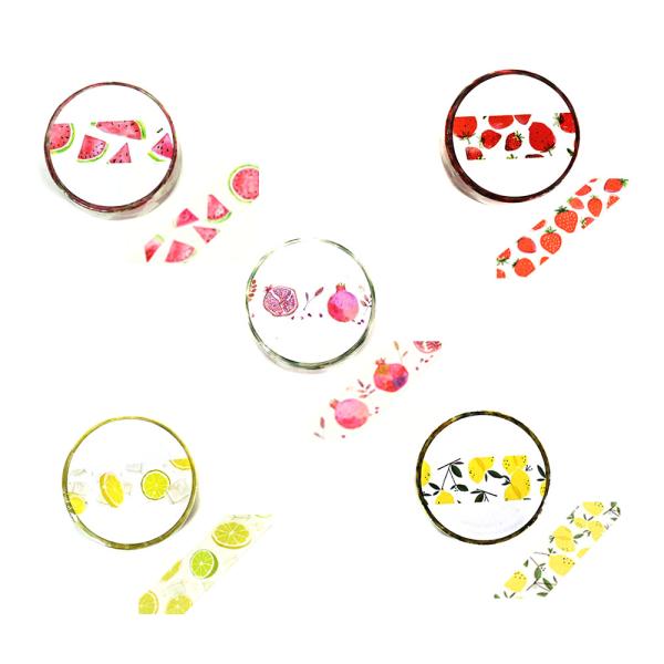 ゆるタッチで爽やか。フルーツのマスキングテープ。 マステ 15mm 果物 くだもの かわいい 雑貨 ...