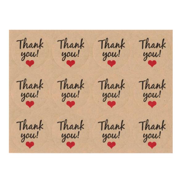 ラッピングシールのThankYou。37mmの丸型でハート入り。24片セット。 入学 卒業 進級 新...