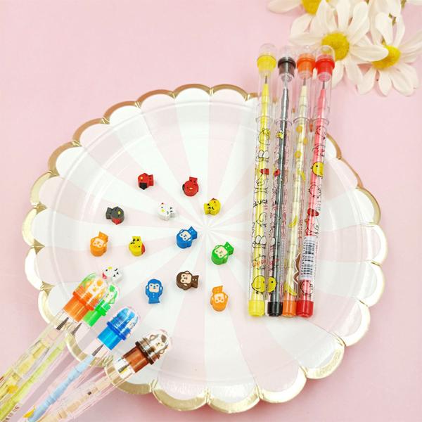 ロケット鉛筆4本。軸にキャラクタ、キャップに超ミニ消ゴム。尖った芯を11回使える。 かわいい キュー...