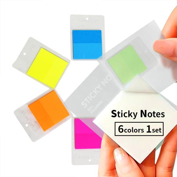 【6色SET】透けて蛍光ペンがわりになるミニサイズ付箋。文字を隠さず、教科書も汚さない ふせん おし...